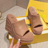 FENDI BAGUETTE WEDGE PLATFORM 85MM IN ASH BROWN CALFSKIN