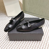 CHANEL 25S MARY JANE BALLET FLATS IN BLACK LAMBSKIN PATENT CAP TOE WITH BOW