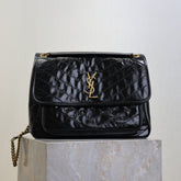 YSL 25S NIKI GM BAG 32 IN BLACK GLOSSY CALFSKIN GOLD HARDWRE