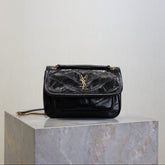 YSL 25S NIKI BAG 18 IN BLACK GLOSSY CALFSKIN GOLD HARDWRE