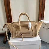 CELINE 25S NEW LUGGAGE 36MM IN BEIGE SUEDE GOLD HARDWARE