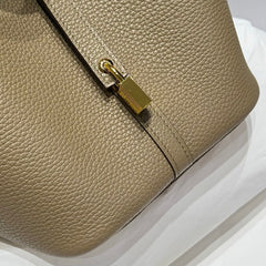 HERMES 25S PICOTIN LOCK 22 IN TAN BROWN CALFSKIN GOLD HARDWARE