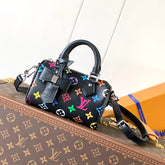 NANO SPEEDY BAG 16 IN COLORFUL MONOGRAM PATTERN AND BLACK COATED CANVAS