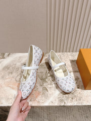 LV BALLET FLAT IN WHITE MONOGRAM CANVAS