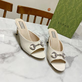GUCCI 26S HORSEBIT HIGH-HEELED SANDALS 80 MM IN CREAM WHITE GLOSSY CALFSKIN