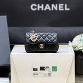 25S CHANEL MINI CF BAG 12 IN BLACK LAMBSKIN HEART MODEL