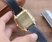 SANTOS DE CARTIE 39MM GOLD CASE LEATHER STRAP