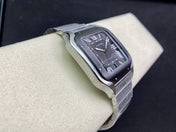 SANTOS DE CARTIE LARGE STEEL CASE BLACK BEZEL WHITE DIAL