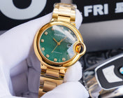 BALLON BLEU 33MM GOLD GREEN DIAL DIAMOND NUMERALS
