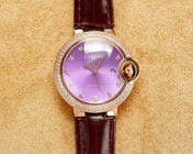 BALLON BLEU 33MM ROSE GOLD CASE PINK DIAL LEATHER STRAP