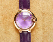 BALLON BLEU 33MM ROSE GOLD CASE PINK DIAL LEATHER STRAP