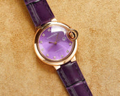 BALLON BLEU 33MM ROSE GOLD CASE PINK DIAL LEATHER STRAP