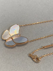 BUTTERFLY GOLD MOP DIAMOND NECKLACE