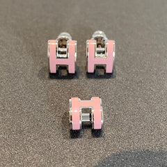 MINI POP H SILVER EARRINGS PINK