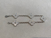 CLOVER 5 MOTIFS SILVER DIAMOND BRACELET