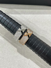 LIENS EVIDENCE PINK GOLD DIAMOND PAVED RING