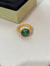 COULEURS MALACHITE PINK GOLD RING