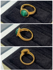 COULEURS MALACHITE PINK GOLD RING