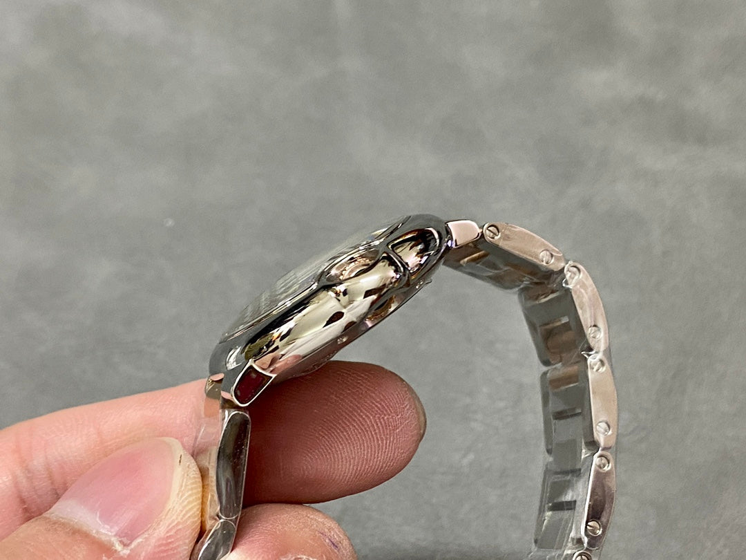 BALLON BLEU 33MM PINK GOLD STEEL