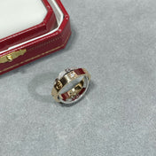 LOVE PINK GOLD SILVER DIAMOND DOUBLE RING