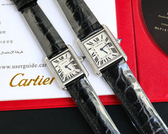 TANK MUST SMALL STEEL DIAMOND BEZEL LEATHER STRAP EWHITE DIAL