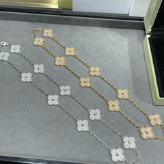 CLOVER NECKLACE 10 MOTIFS DIAMOND PAVED