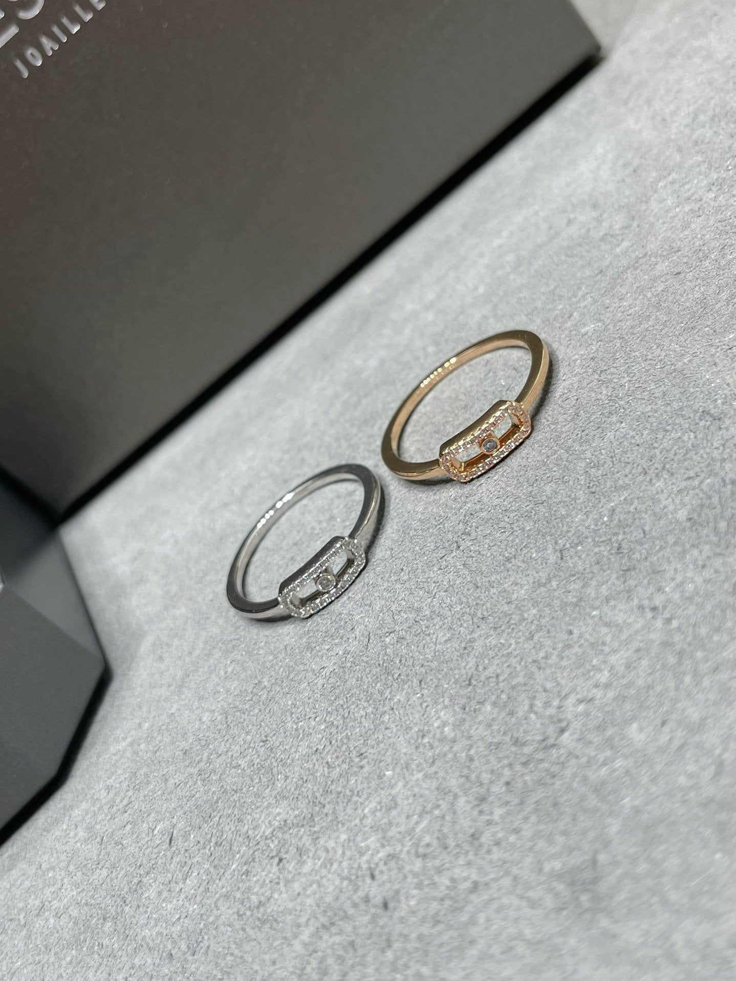 MOVE UNO PINK GOLD DIAMOND PAVED RING