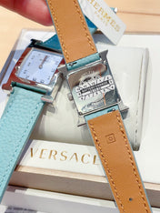 HM HEURE H 26 SILVER BLUE DIAL EPSOM LEATHER