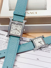 HM HEURE H 26 SILVER WHITE DIAL EPSOM LEATHER EPSOM LEATHER