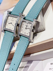 HM HEURE H 26 SILVER WHITE DIAL EPSOM LEATHER EPSOM LEATHER