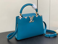 CAPUCINES BB 27 BLUE TAURILLON GOLD  HARDWARE