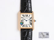 TANK SOLO PINK GOLD DIAMOND BEZEL CROCODILE LEATHER
