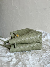 BV SMALL ANDIAMO 25CM LIGHT GREEN LAMBSKIN