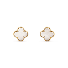 CLOVER MEDIUM WHITE MOP PINK GODL EARRINGS