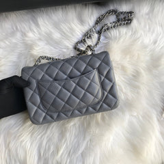 CC MINI 20 BAG IN SHADOW GREY CALFSKIN GOLD HARDWARE