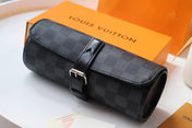 LV 25S ASTUCCIO PER 3 OROLOGI 20 IN BLACK DAMIER GRAPHITE CALFSKIN