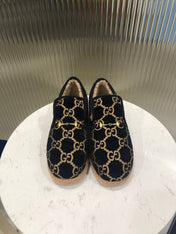 GG HORSEBIT LOAFER IN BLACK MIX YELLOW WOOL AND LAMB FUR LINING