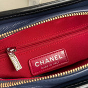 CC GABRIELLE MINI 20 HOBO BAG IN MIDNIGHT BLUE MIX BLACK CALFSKIN