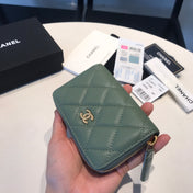 CC ZIPPED COIN BASIC PURSE 11 TURQUOISE CALFSKIN GOLD ICON