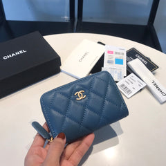 CC ZIPPED COIN BASIC PURSE 11 AEGEAN CALFSKIN GOLD ICON