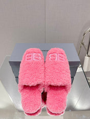 BALENCIAGA 25S MULES IN PINK WOOL WITH LOGO