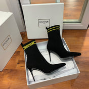 BALMAIN 26S BOOTS 105 MM IN BLACK FLYKNIT STYLE 14