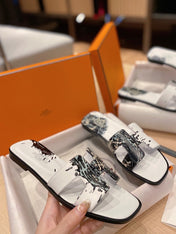 0RAN SANDALS IN WHITE MIX COLORFUL CALFSKIN