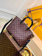 BOÉTIE PM TOTE 31.5 IN BROWN CHECKERED PATTERN MONOGRAM COATED CANVAS