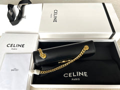 TRIPHOME 20 BLACK COWHIDE LEATHER CHAIN STRAP BAG