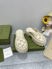 GG PLATFORM PERFORATED G 55 SANDAL CREAM IP FOAM