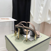 TOM FORD 26S GOLD BUCKLE HEELS 105 MM IN NUDE BEIGE LAMBSKIN