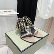 TOM FORD 26S GOLD BUCKLE HEELS 105 MM IN NUDE BEIGE LAMBSKIN