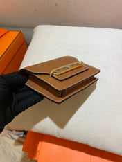 HM RoulisSlim Wallet 12.7 Tan Calfskin Ghw