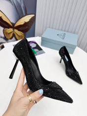 PRADA 26S POINTED TOE PUMPS STILETTO HEEL 95MM IN CRYSTAL EMBELLISHED STYLE 2